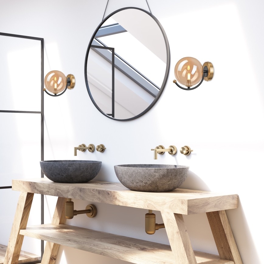 Aplique GEORGIA 1xE14/5W/230V dorado/ahumado beige