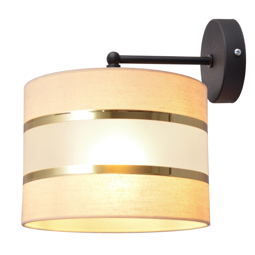 Aplique HELEN 1xE27/15W/230V color crema/negro/dorado