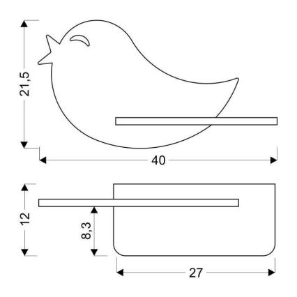 Aplique infantil LED con estante BIRD LED/5W/230V rosa/madera