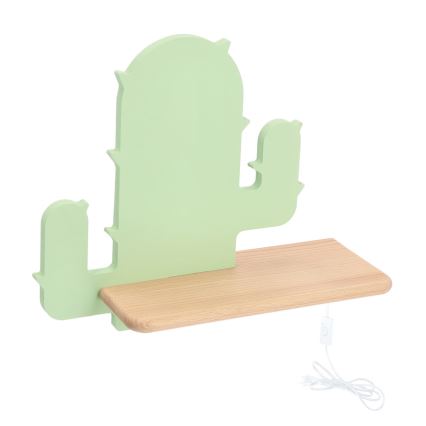 Aplique infantil LED con estante CACTUS LED/4W/230V verde/madera