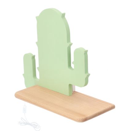 Aplique infantil LED con estante CACTUS LED/4W/230V verde/madera