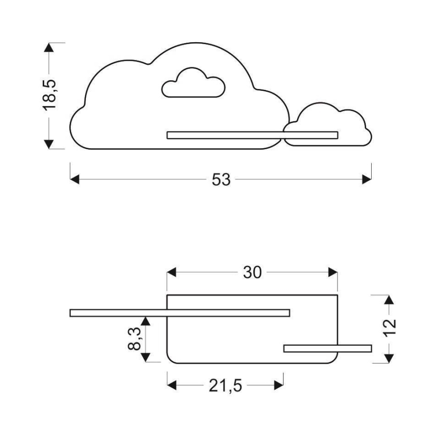 Aplique infantil LED con estante CLOUD LED/5W/230V blanco/rosa
