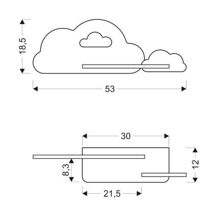 Aplique infantil LED con estante CLOUD LED/5W/230V rosa/blanco