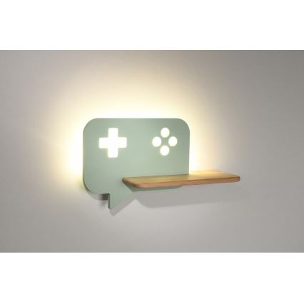 Aplique infantil LED con estante CONSOLE LED/5W/230V verde