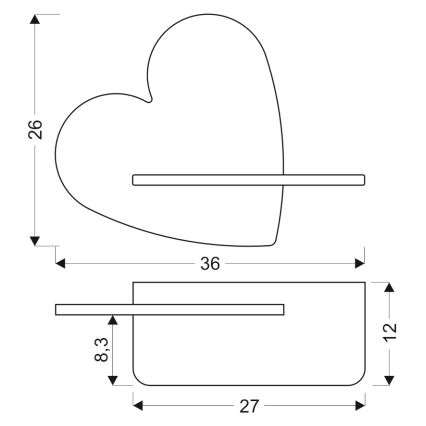Aplique infantil LED con estante HEART LED/5W/230V rosa/madera