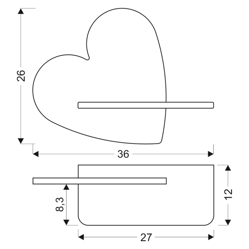 Aplique infantil LED con estante HEART LED/5W/230V rosa/madera