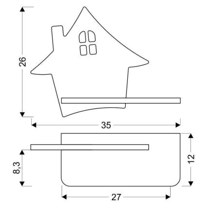 Aplique infantil LED con estante HOUSE LED/4W/230V gris/madera