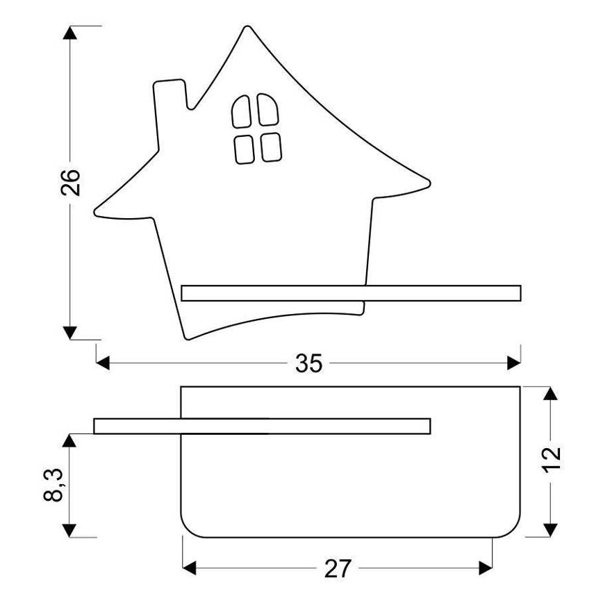 Aplique infantil LED con estante HOUSE LED/4W/230V gris/madera