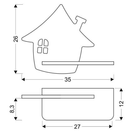 Aplique infantil LED con estante HOUSE LED/4W/230V verde/madera