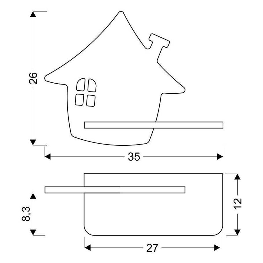 Aplique infantil LED con estante HOUSE LED/4W/230V verde/madera