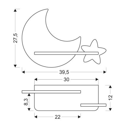 Aplique infantil LED con estante MOON LED/5W/230V