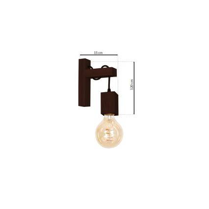 Aplique JACK 1xE27/40W/230V marrón madera