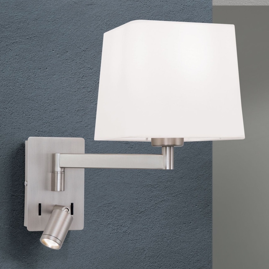 Aplique LED CARLTON 1xE27/40W/230V + LED/3W blanco/cromo mate