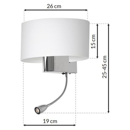 Aplique LED CASINO 1xE27/60W/230V + LED/1W/230V blanco