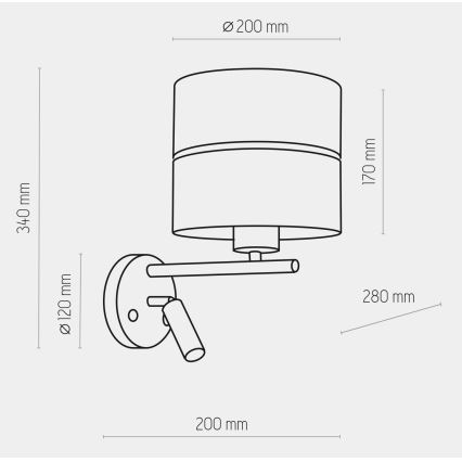 Aplique LED HILTON 1xE27/15W/230V + LED/3W/230V bronce/negro