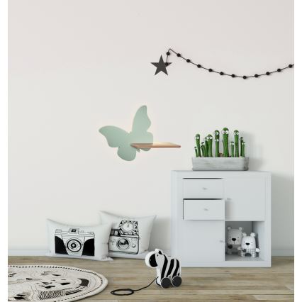 Aplique LED infantil con estante BUTTERFLY LED/5W/230V verde/madera