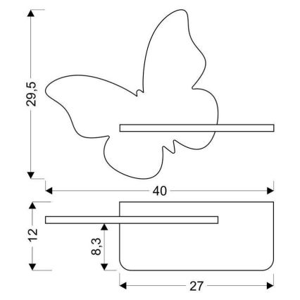 Aplique LED infantil con estante BUTTERFLY LED/5W/230V verde/madera