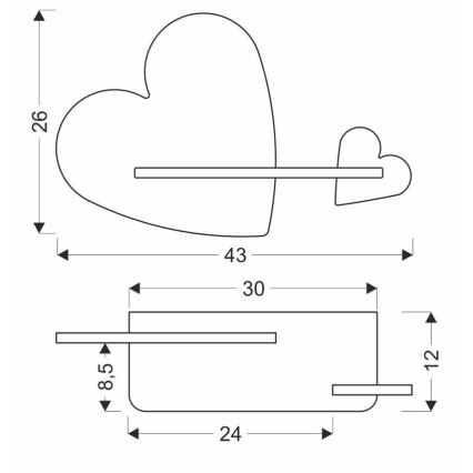 Aplique LED infantil con estante HEART LED/5W/230V rosa/blanco/madera