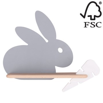 Aplique LED infantil con estante RABBIT LED/4W/230V gris/blanco/madera