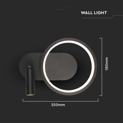 Aplique LED LED/14W/230V 3000K negro