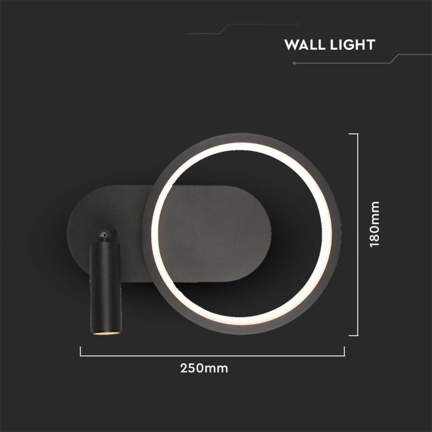 Aplique LED LED/14W/230V 3000K negro