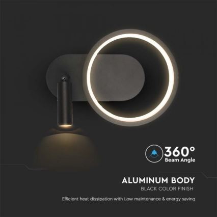 Aplique LED LED/14W/230V 4000K negro