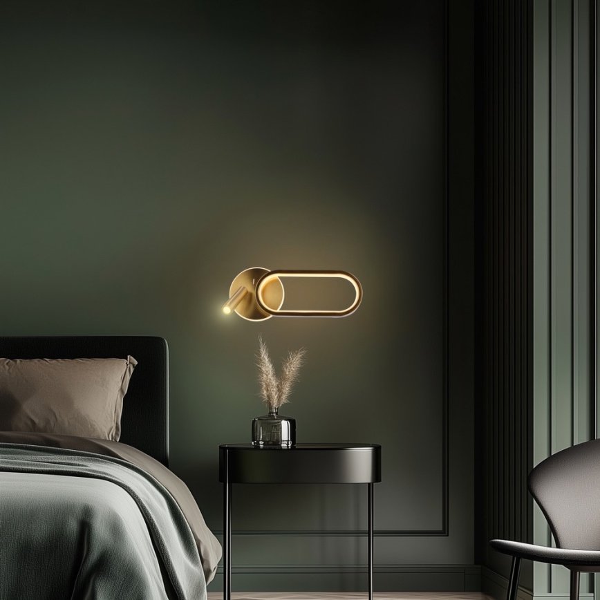 Aplique LED MONET LED/13W/230V + LED/2W 3000/4000/6000K dorado