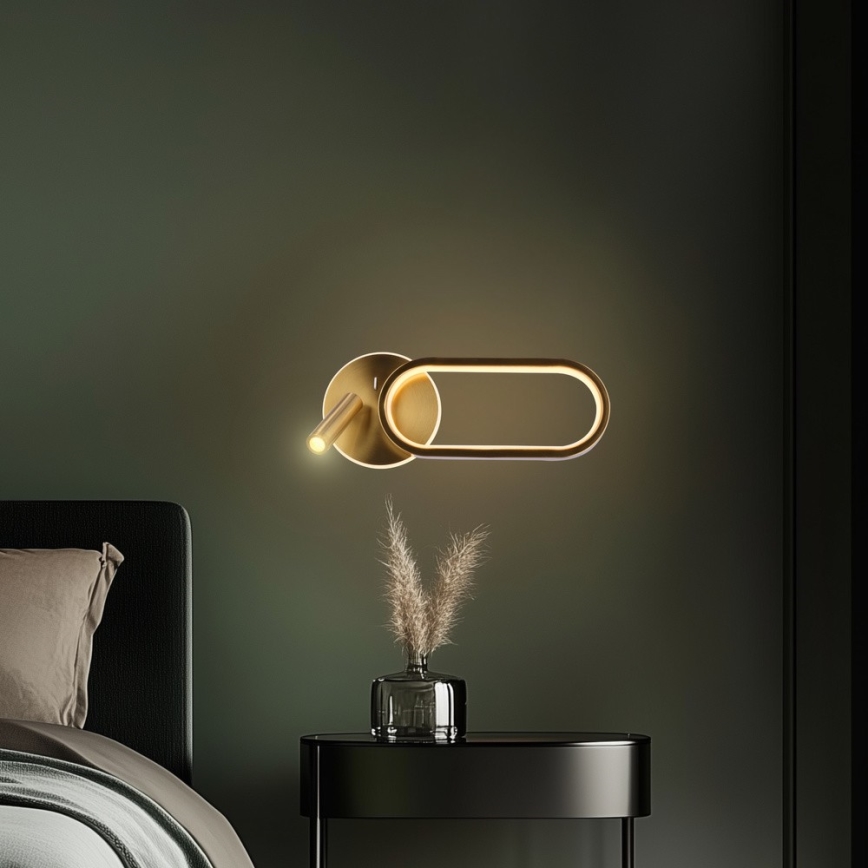 Aplique LED MONET LED/13W/230V + LED/2W 3000/4000/6000K dorado