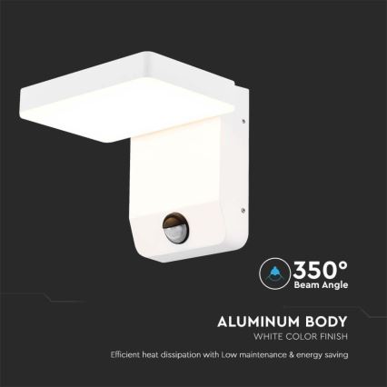 Aplique flexible LED de exterior con sensor  LED/17W/230V IP65 3000K blanco