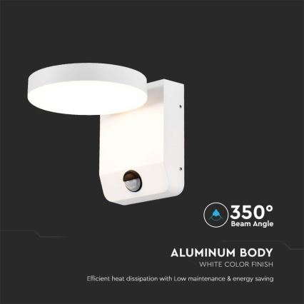 Aplique LED flexible de exterior con sensor LED/17W/230V IP65 3000K blanco