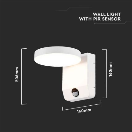 Aplique LED flexible de exterior con sensor LED/17W/230V IP65 3000K blanco