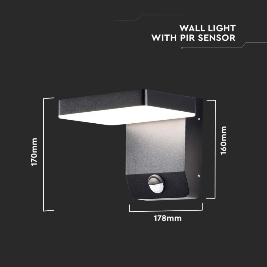 Aplique LED flexible de exterior con sensor LED/17W/230V IP65 3000K negro