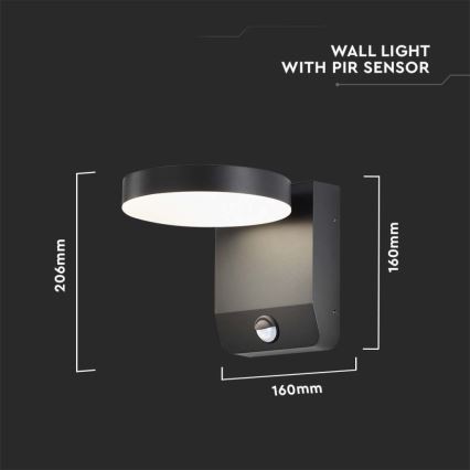 Aplique LED flexible de exterior con sensor LED/17W/230V IP65 3000K negro