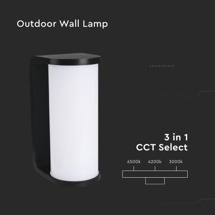 Aplique LED para exterior LED/12W/230V 3000/4200/6500K IP65 negro