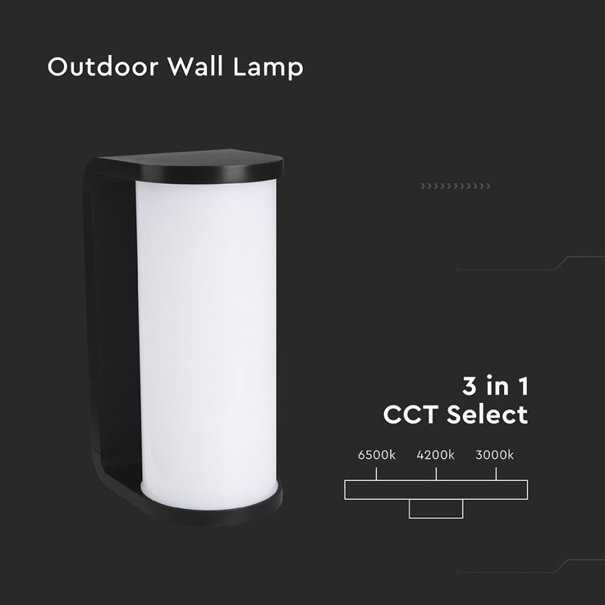 Aplique LED para exterior LED/12W/230V 3000/4200/6500K IP65 negro