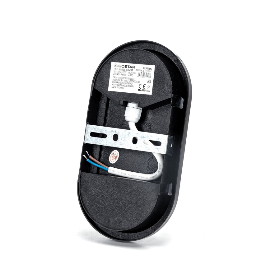 Aplique LED para exterior LED/15W/230V 6500K negro IP65