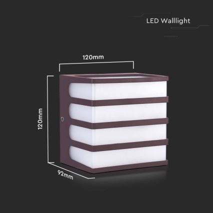 Aplique LED para exterior LED/8W/230V IP65 3000K marrón