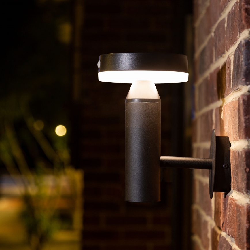 Aplique LED solar con sensor GWINEA LED/4,5W/3,7V IP44 negro