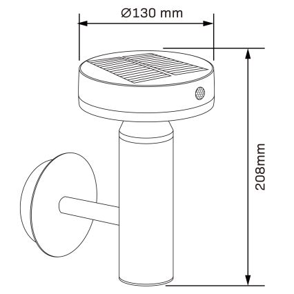 Aplique LED solar con sensor GWINEA LED/4,5W/3,7V IP44 negro