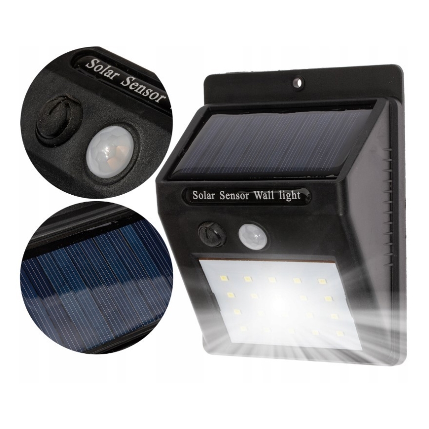 Aplique LED solar con sensor LED/0,55W/3,7V 1200 mAh IP65