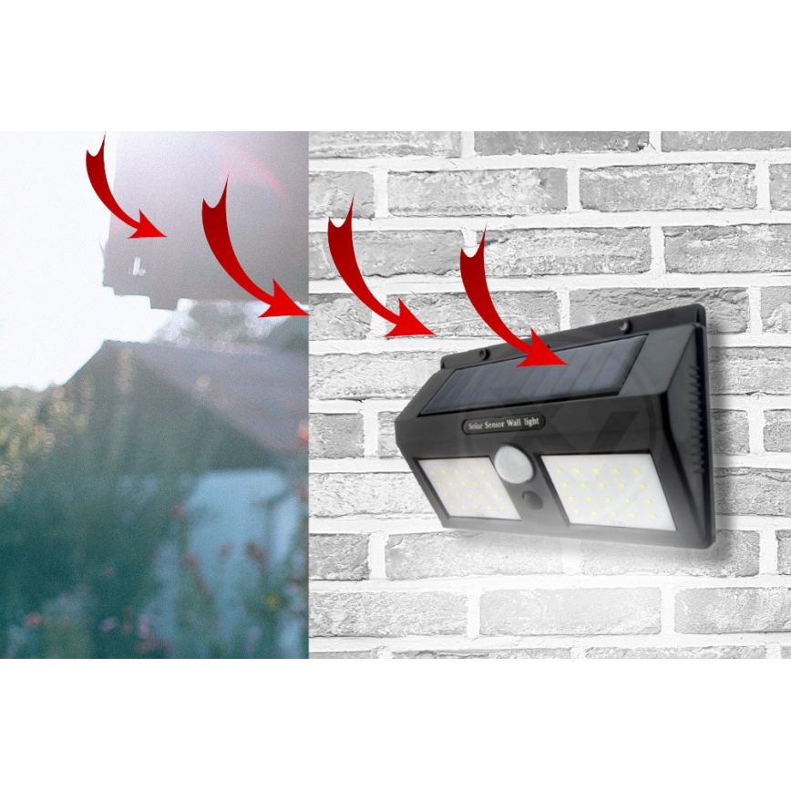 Aplique LED solar con sensor LED/1,2W/3,7V 2400 mAh IP54
