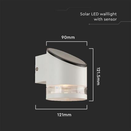 Aplique LED Solar con sensor LED/1W/3,7V IP44 3000K blanco