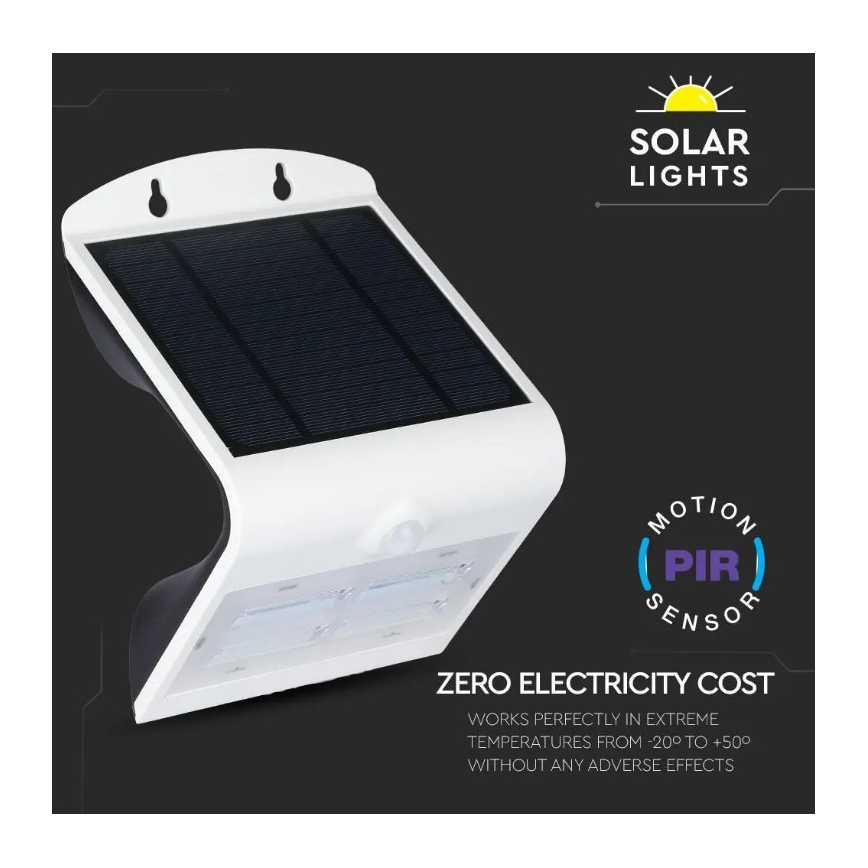 Aplique LED solar con sensor LED/3W/3,7V 3000/4000K IP65 2000 mAh blanco