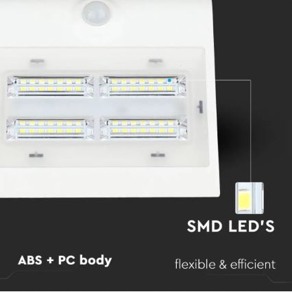 Aplique LED solar con sensor LED/3W/3,7V 3000/4000K IP65 2000 mAh blanco