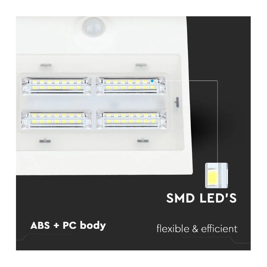 Aplique LED solar con sensor LED/3W/3,7V 3000/4000K IP65 2000 mAh blanco