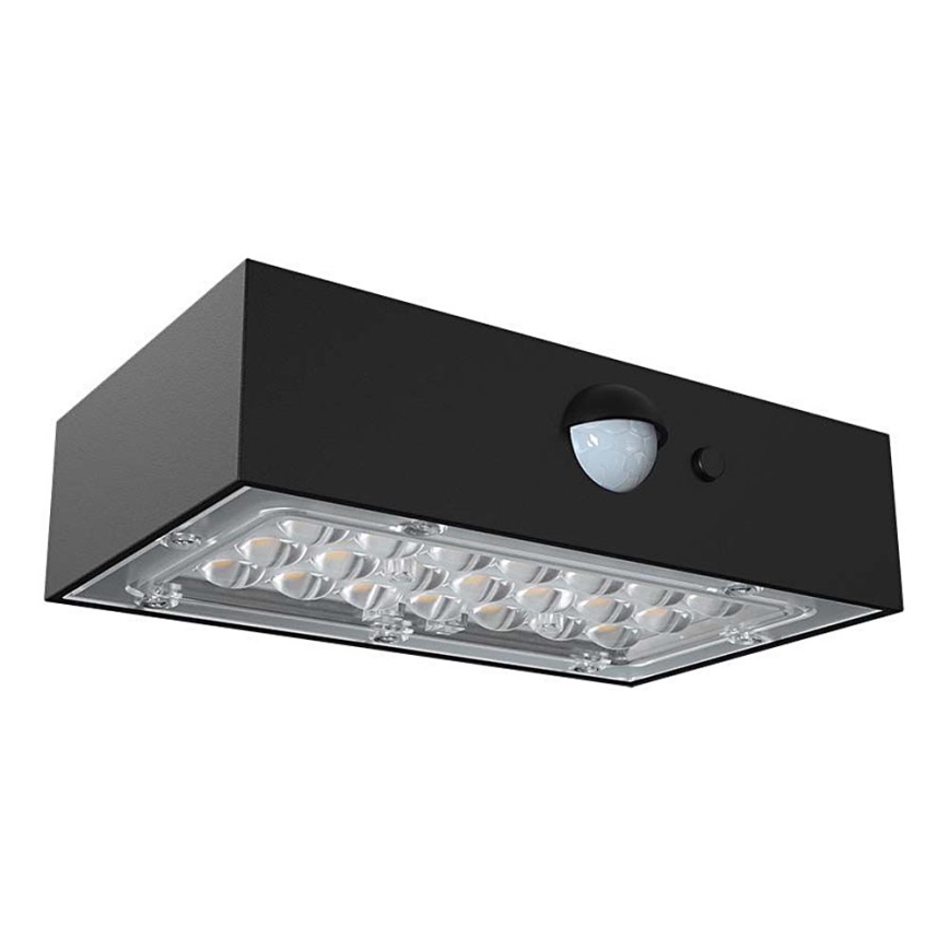 Aplique LED solar con sensor LED/3W/3,7V 3000K/4000K IP65 1200 mAh negro