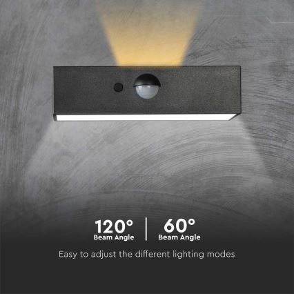 Aplique LED solar con sensor LED/3W/3,7V 3000K/4000K IP65 1200 mAh negro