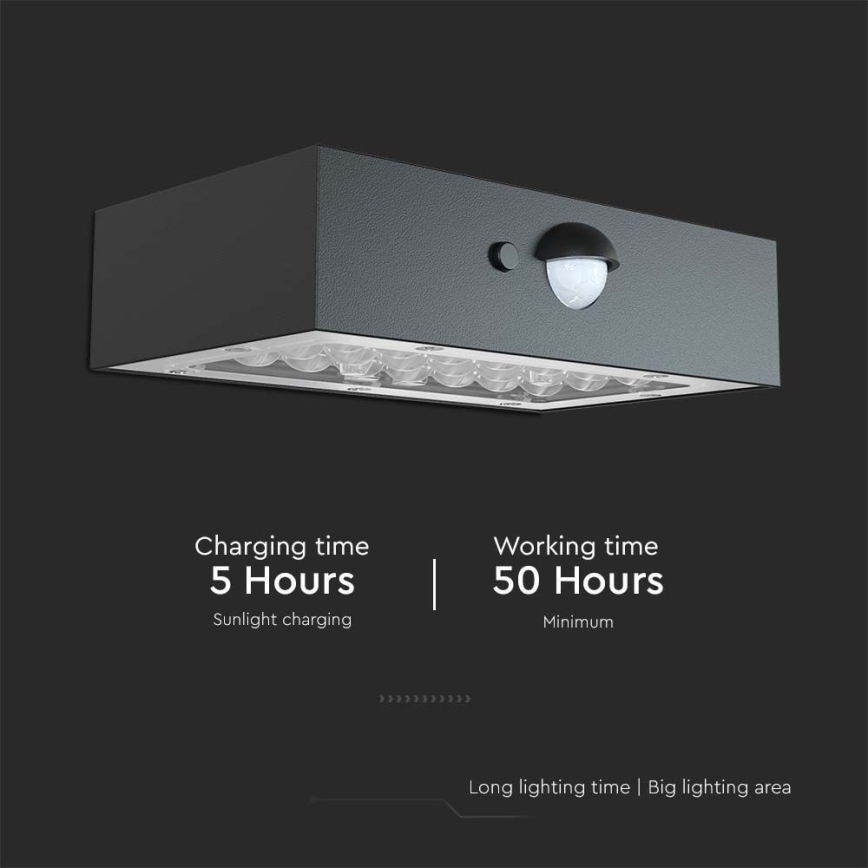 Aplique LED solar con sensor LED/3W/3,7V 3000K/4000K IP65 1200 mAh negro