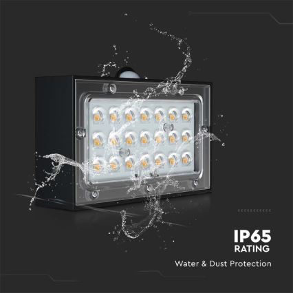 Aplique LED solar con sensor LED/3W/3,7V 3000K/4000K IP65 1200 mAh negro