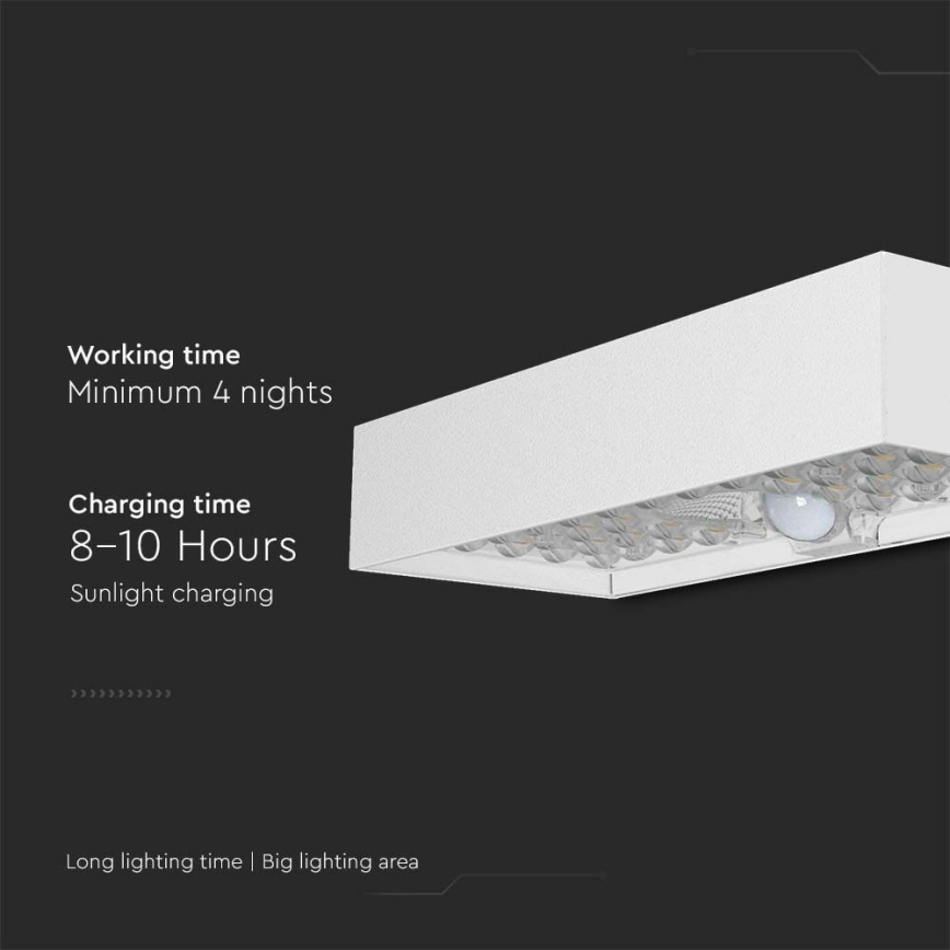Aplique LED solar con sensor LED/6W/3,7V IP65 4000K 3000 mAh blanco